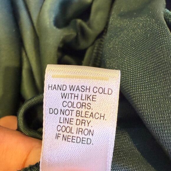 Y2K Cato 22/24W women green velvet wrap midi dress old money quiet luxury event - Picture 11 of 12